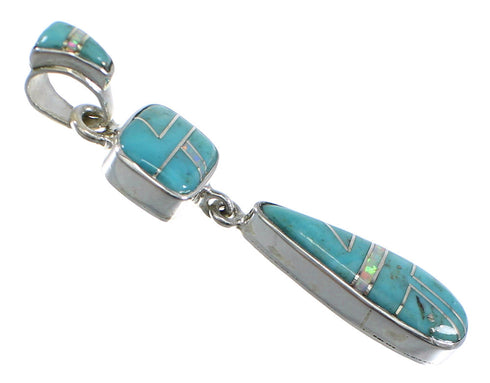 Turquoise And Opal Inlay Sterling Silver Pendant YX51636